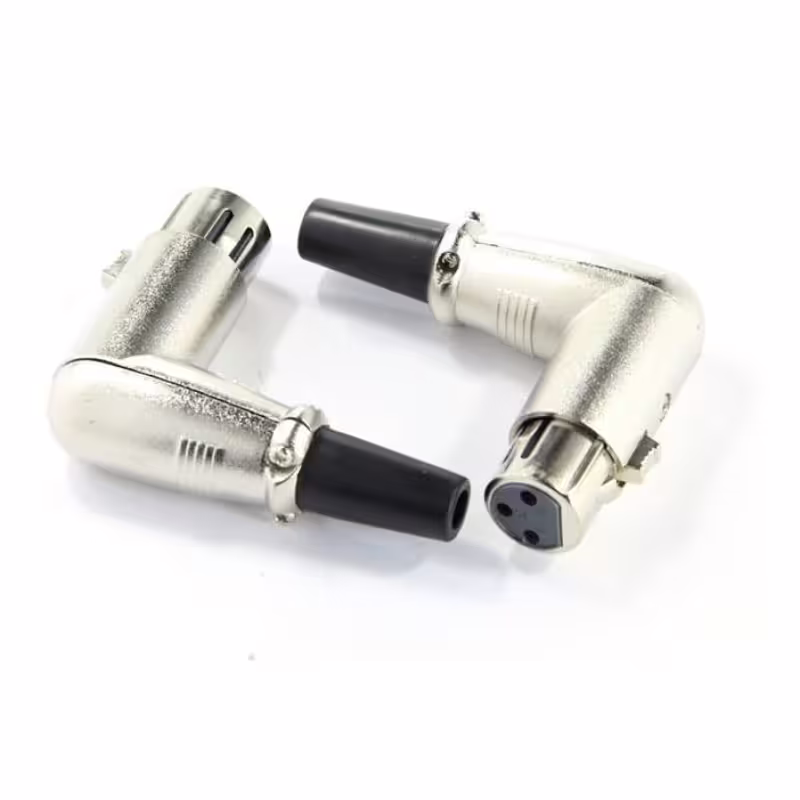 Букса за кабел, XLR за микрофон, метална, ъглова, CANON(ж)