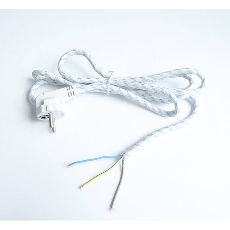 Захранващ кабел, текстилен, високотемпературен за ютия, шуко, 3 жила, 3m, 220VAC, 16A, 3x1,5mm2
