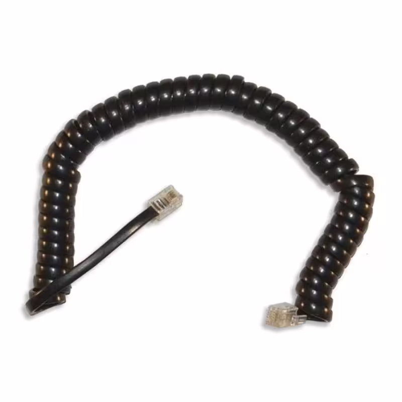 Телефонен кабел за стационарен телефон, спирала, RJ11 4pin(м), черен, 2,5m