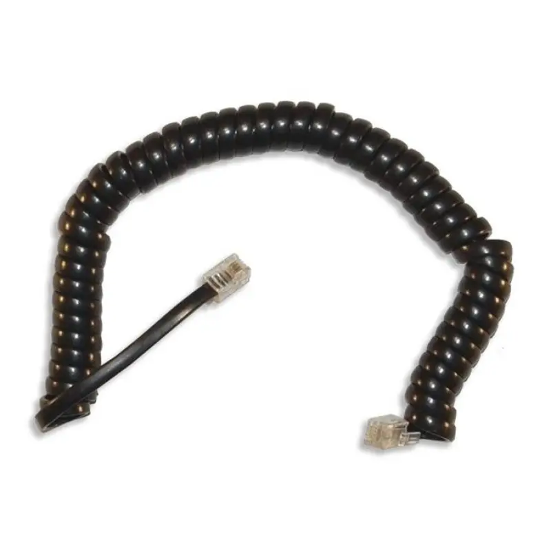 Телефонен кабел за стационарен телефон, спирала, RJ11 4pin(м), черен, 2,5m