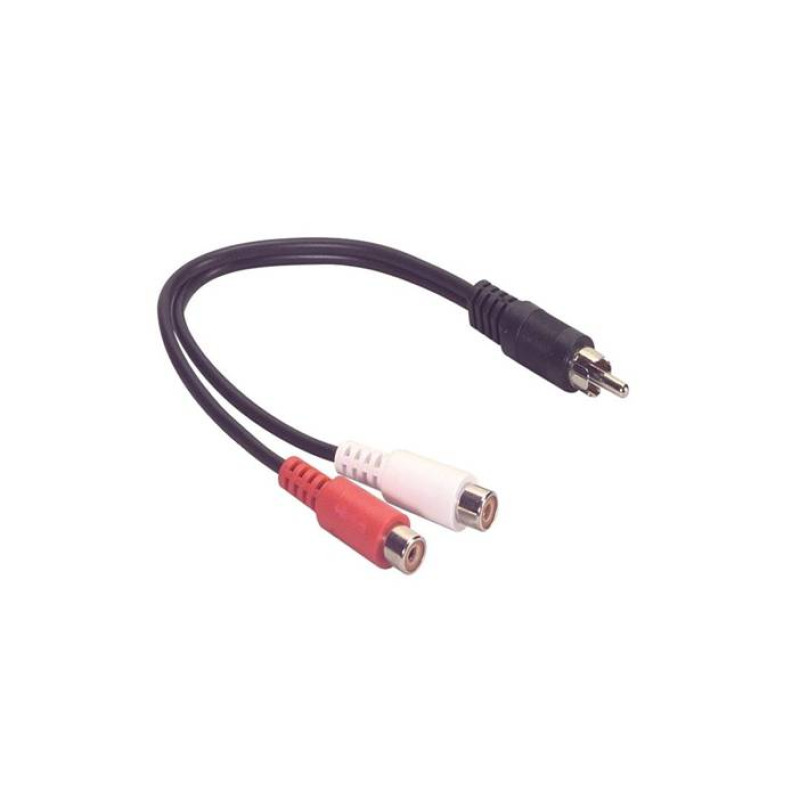 Кабел преходен, 2xRCA(ж), RCA(м), 0,3m