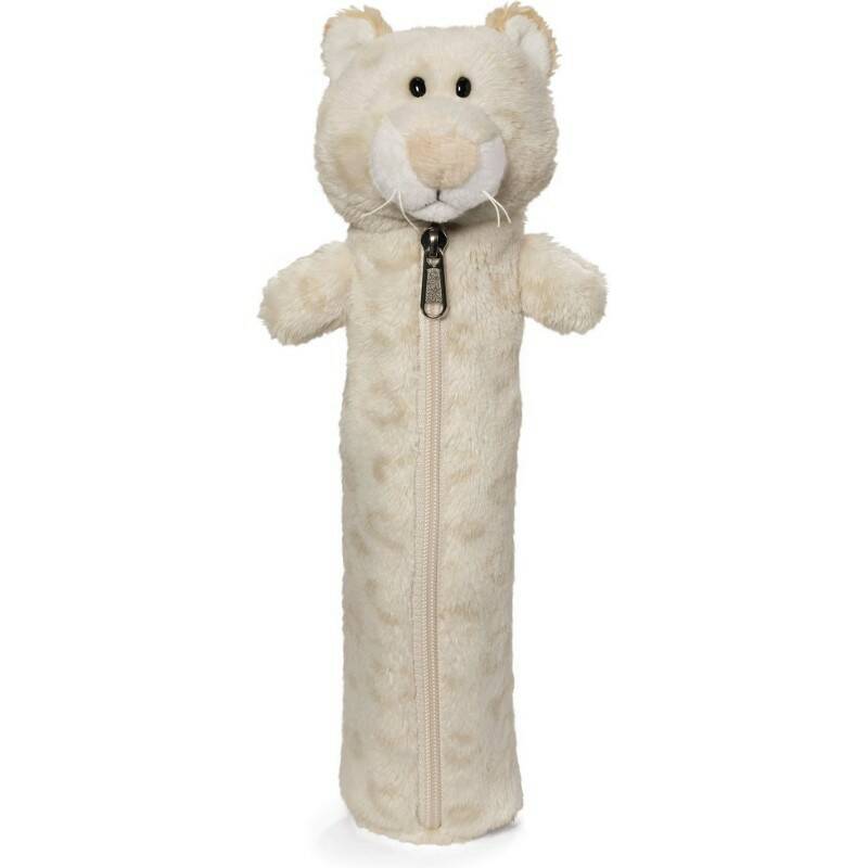 Детски плюшен несесер - снежен леопард - за момиче, 25 см