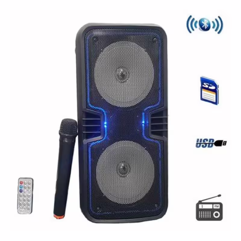 Преносима активна тонколона S-6 2x6,5" с вграден усилвател, микрофонен вход и блутуут 30W