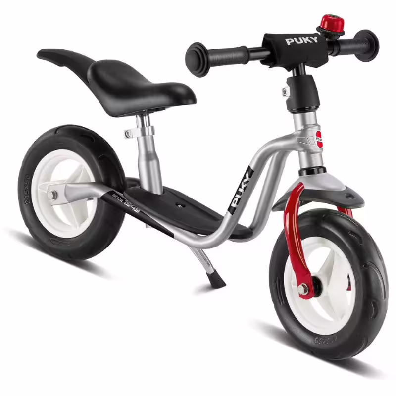 Детско колело без педали със степенка и звънец PUKY LR M PLUS - сребристо и червено