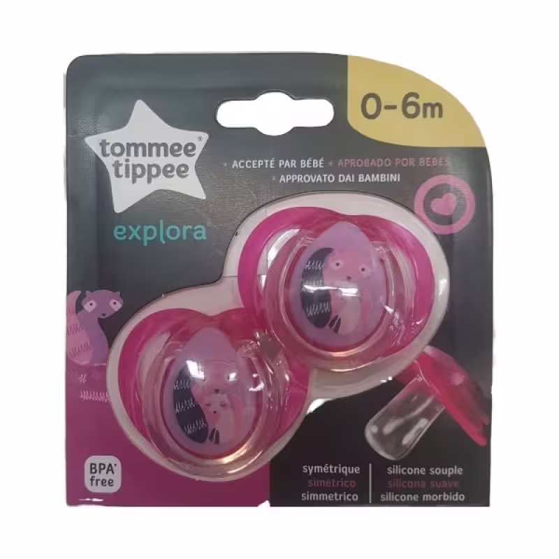 Залъгалка Tommee Tippee Explora, 2 бр. розова