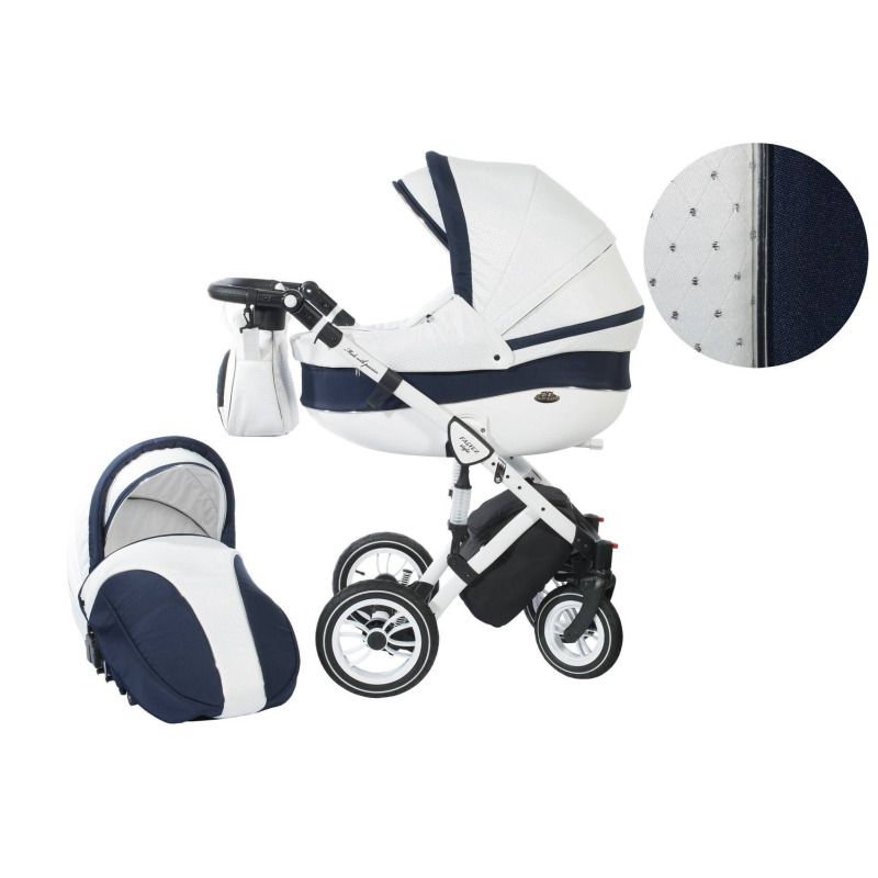 Количка Baby Merc 2 в 1 модел Style бяла с тъмно синьо