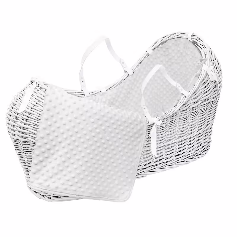 Плетено бебешко кошче - бяло