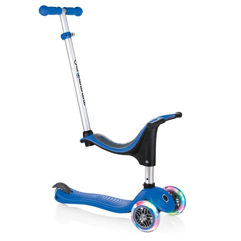 Тротинетка - триколка EVO 4 в 1 Light за деца със светещи колела - Синя
