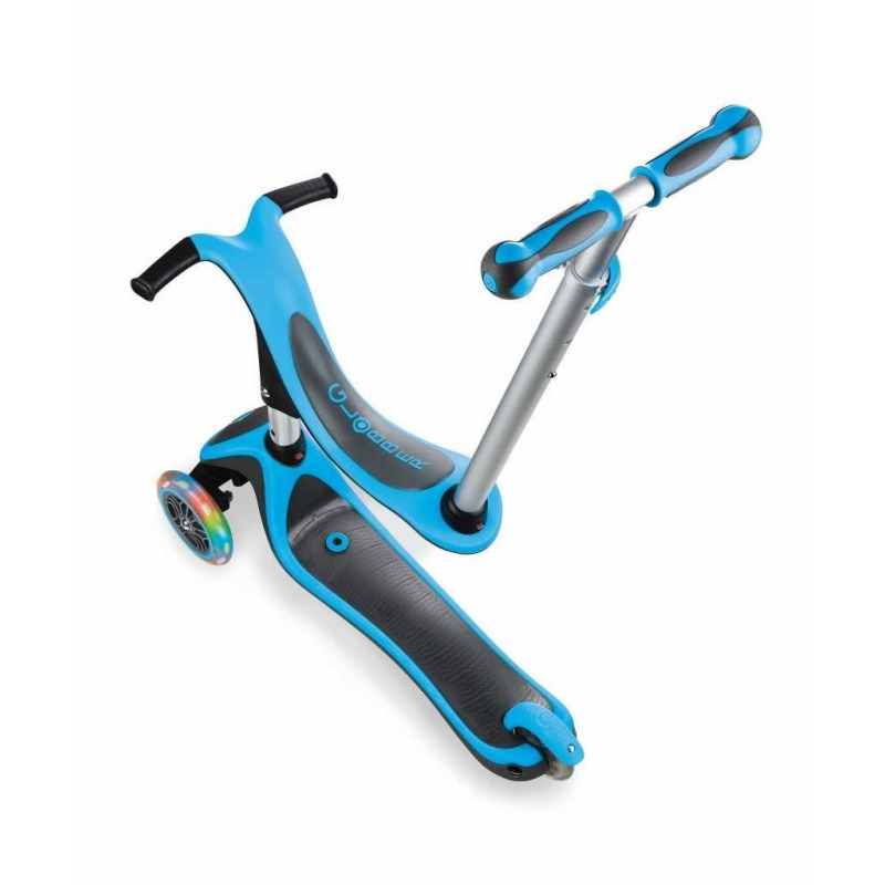 Тротинетка - триколка EVO 4 в 1 Plus Light със светещи колела и двуцветна платформа - Синя