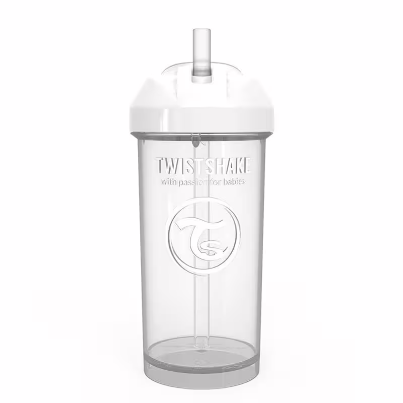 Чаша със сламка Twistshake - 360 ml 12+ месеца бяла