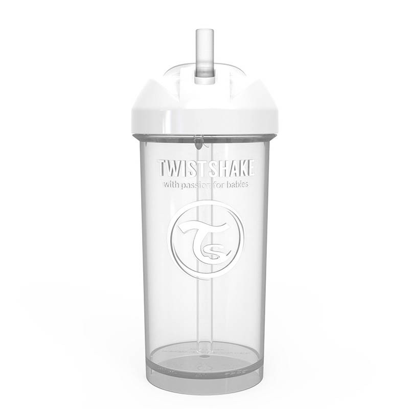 Чаша със сламка Twistshake - 360 ml 12+ месеца бяла