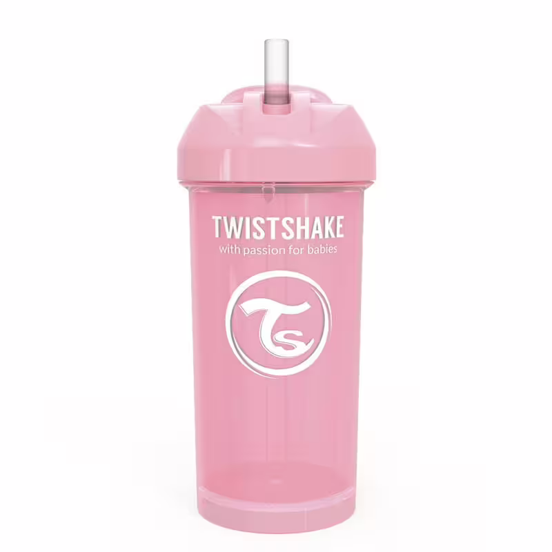 Чаша със сламка Twistshake - 360 ml 12+ месеца розова