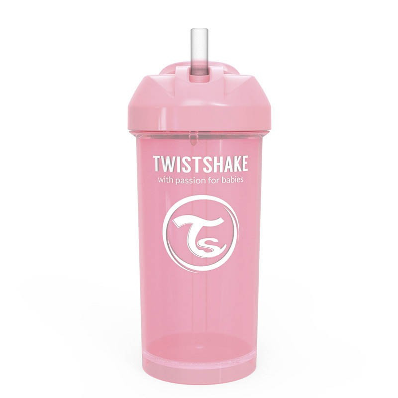 Чаша със сламка Twistshake - 360 ml 12+ месеца розова