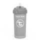 Чаша със сламка Twistshake - 360 ml 12+ месеца сива