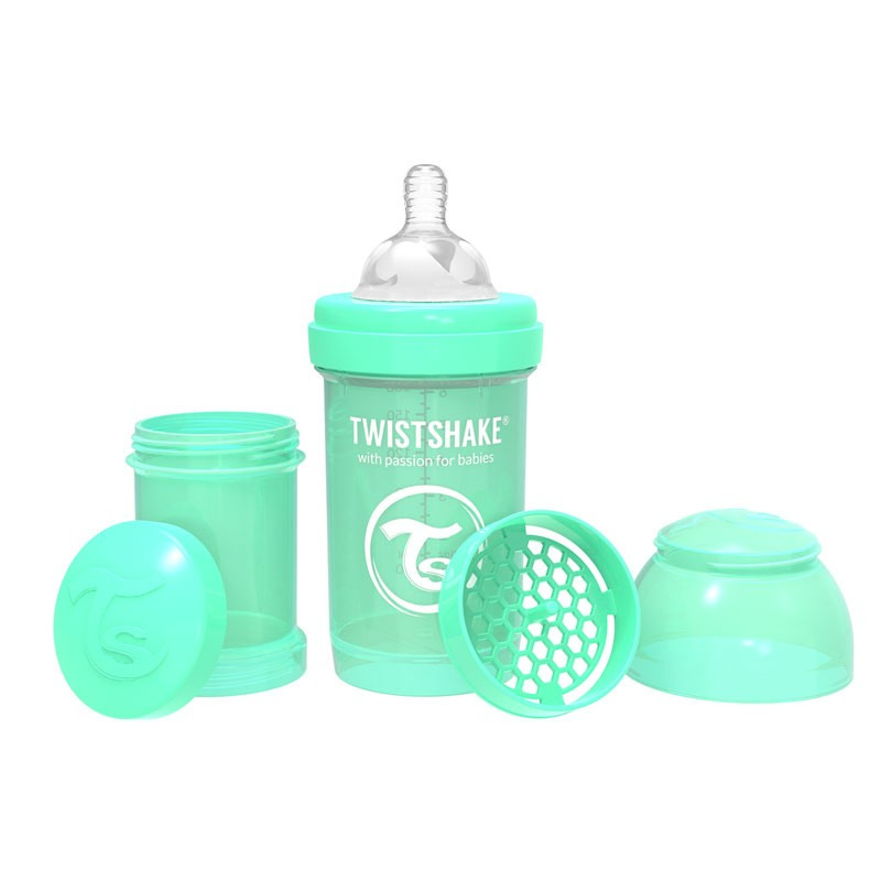 Шише против колики за бебета Twistshake 180 мл зелено
