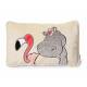 Декоративна плюшена възглавничка с хипопотам и фламинго