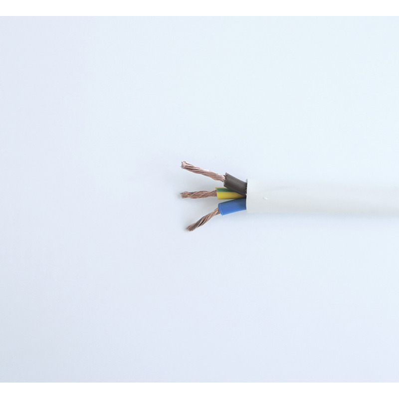 Кабел трижилен, захранващ, меден, мрежови, бял, ШВПС-Б, Cu, 3x4mm2