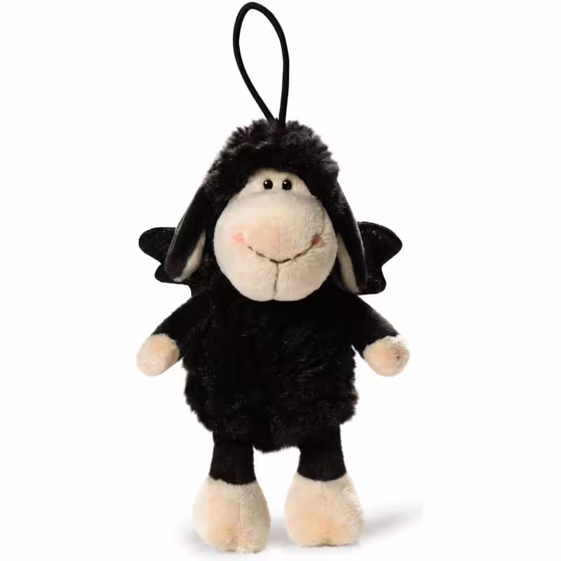 Овцата Jolly с ластиче-Don t worry be happy-Черна 15 см.