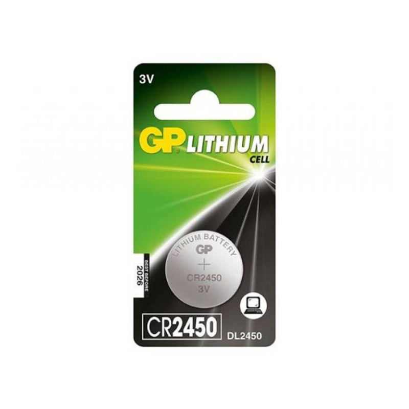 Литиева, плоска батерия GP, 3VDC, CR2450, DL2450