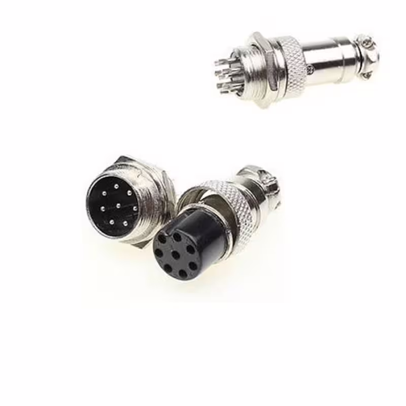 Букса GX16-8, комплект, метална, 8-ца, м+ж, 48VDC, 240VAC, M16x47mm