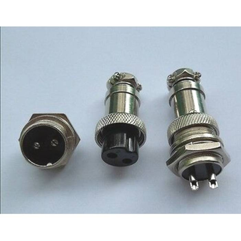 Букса GX16-2, комплект, метална, 2-ка, м+ж, 48VDC, 240VAC, M16x47mm