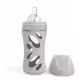 Стъклено шише за бебета против колики Twistshake 260 мл. Сиво