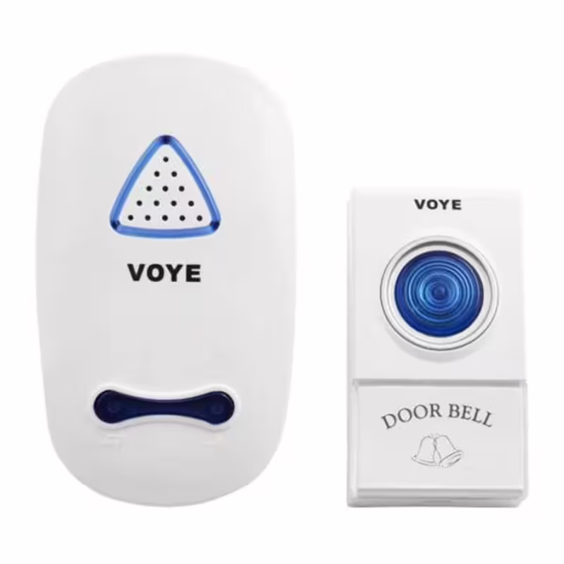 Безжичен звънец V009A, индивидуална честота, 1 бутон, 1 звънец, 38 музикални тона, 220VAC