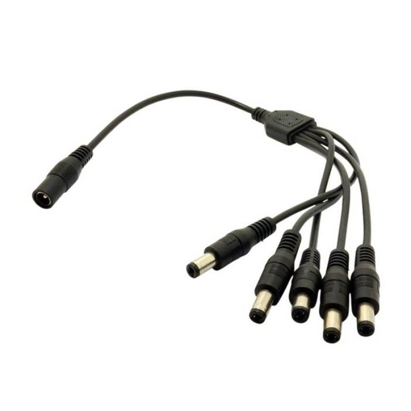 Захранващ кабел за видеонаблюдение, камери, 1 към 5, букси 5,5x2,5mm