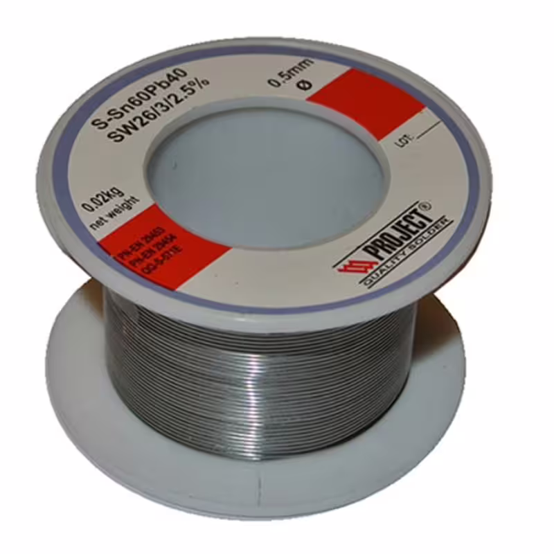 Тинол за запояване PROJECT, Ф0,5mm, 20g, Sn60, Pb40, 2,5%