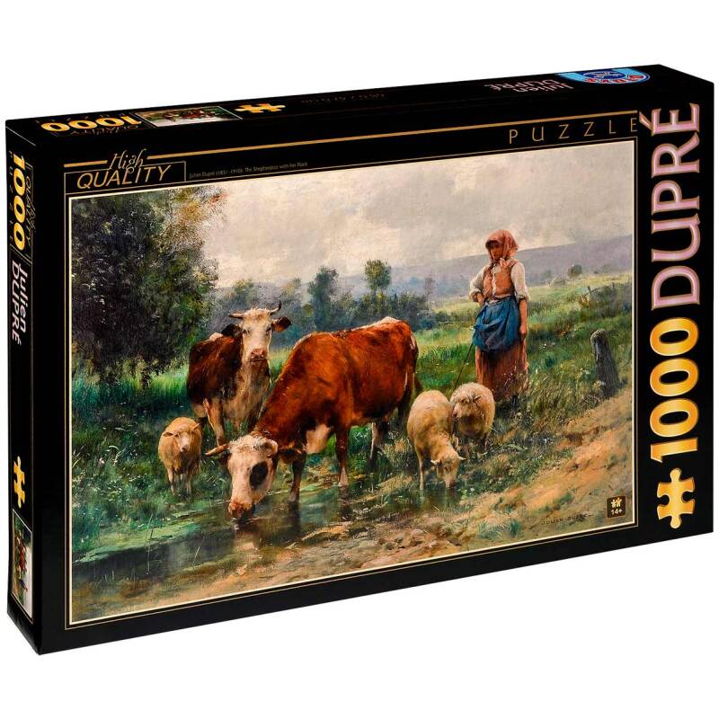 Пъзел D-Toys от 1000 части - Овчарка със своето стадо, Жулиен Дюпре