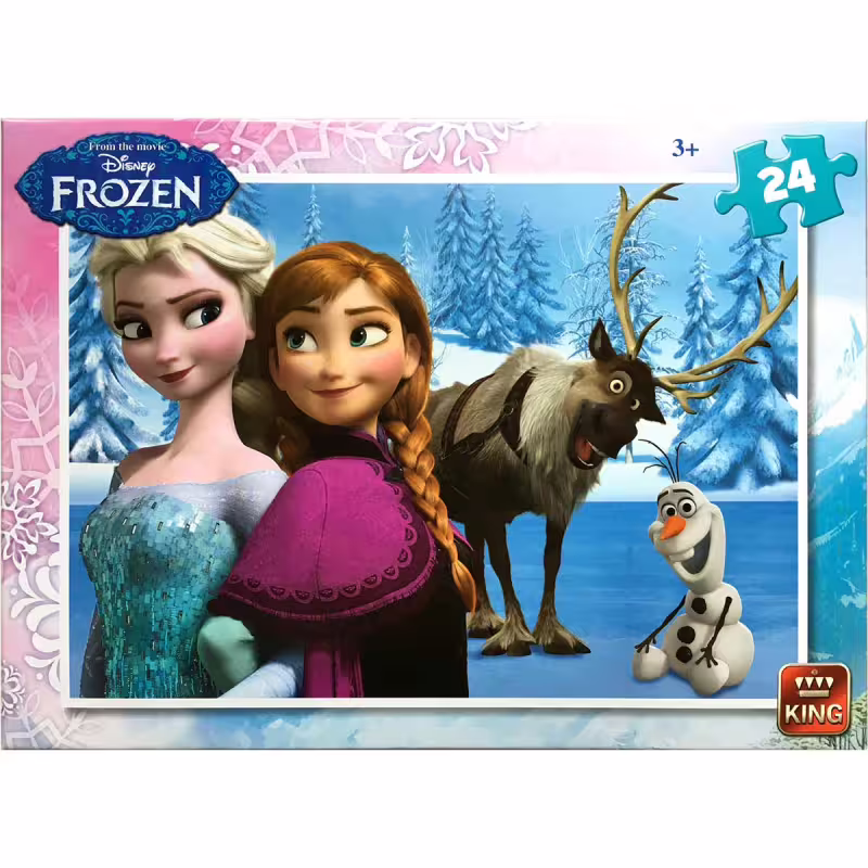 Пъзел King от 24 части - Замръзналото кралство, Анна, Елза, Свен и Олаф