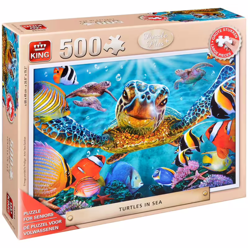 Пъзел King от 500 XXL части - Костенурки в морето, Стив Съндрам