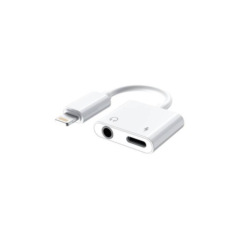 Кабел преходен за iPhone, apple lightning(м), 3,5mm STEREO JACK(ж) + apple lightning(м), 0,12m