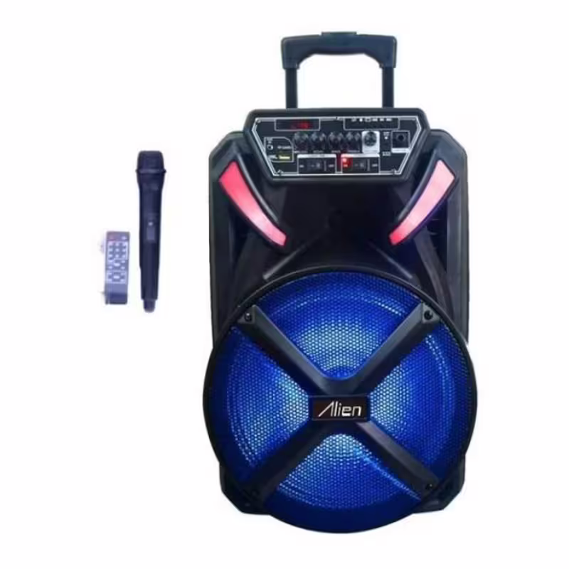 Преносима активна караоке тонколона AN-1531 15" с вграден усилвател и 1 безжичен микрофон 300W