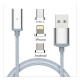 Кабел 3в1 универсален, магнитен, USB-A(м), USB-C(м), MICRO USB(м), Apple lightning(м), 1m, 2A