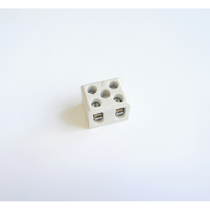 Лустер клема, порцеланова, двуполюсна, 250V, бяла, 2pin, 10mm2
