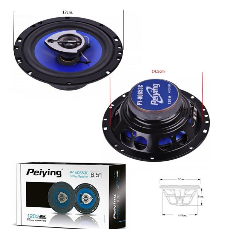 Автомобилни говорители комплект PY-AQ653C 120W 6,5"