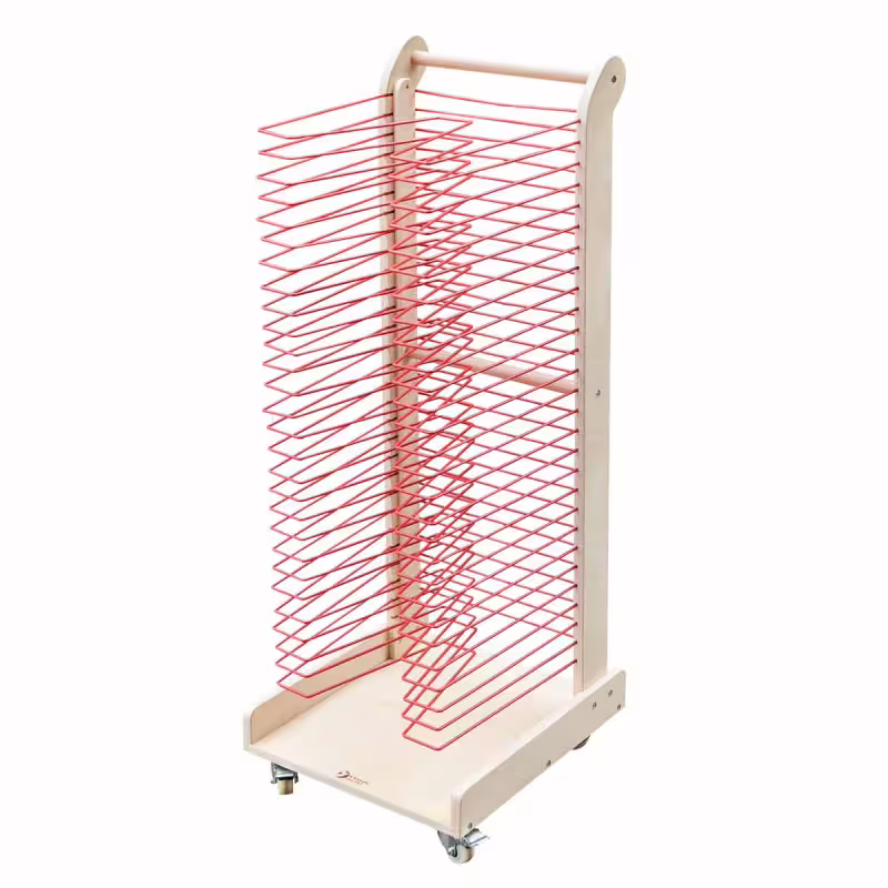 Дървен подвижен стелаж за съхранение и съхнене на 30 рисунки