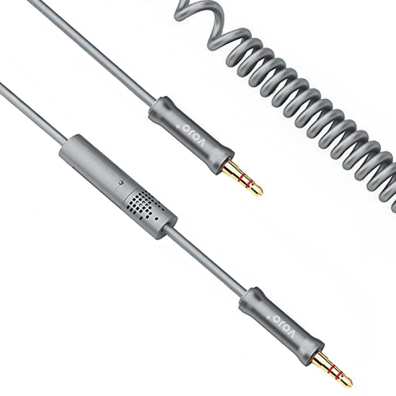 Аудио кабел 3.5мм M/M с микрофон ,No brand еластичен HOTLINE 25см -18234