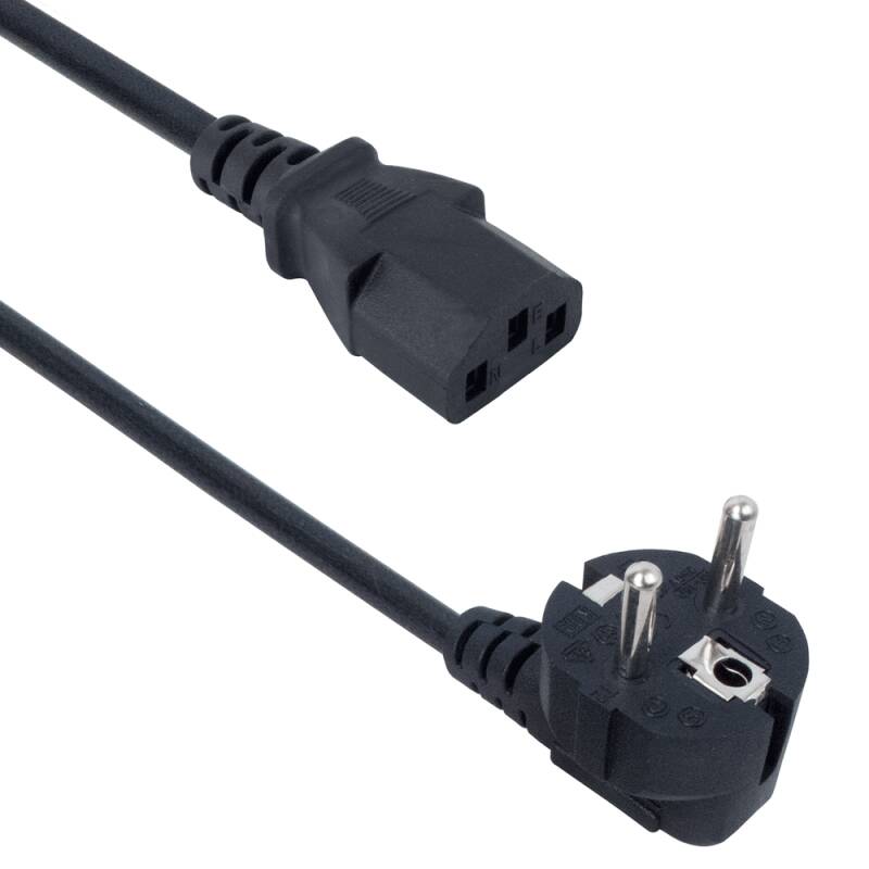 Захранващ кабел DeTech, За компютър, 3.0m, CEE 7/7 - IEC C13, High Quality - 18318