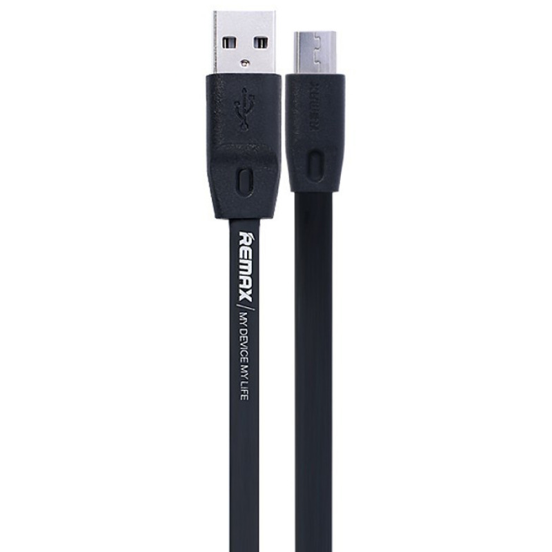 Кабел за данни micro USB Flat, Remax Full Speed, 2м, Черен, Бял - 14350
