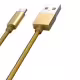 Кабел за данни, LDNIO, 2 в 1, Micro USB + Lightning (iPhone 5/6/7), С оплетка, Златист - 14490
