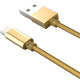 Кабел за данни, LDNIO, 2 в 1, Micro USB + Lightning (iPhone 5/6/7), С оплетка, Златист - 14490
