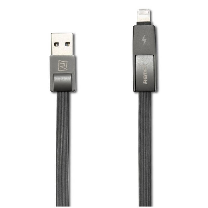 Кабел за данни 2 в 1, micro USB  Iphone Lighting, Remax Strive RC-042t, 1м, Черен - 14335