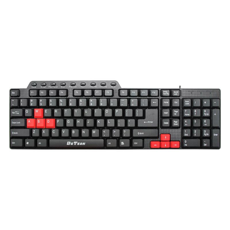 Мултимедийна клавиатура DeTech DE6086, USB, Черен - 6086