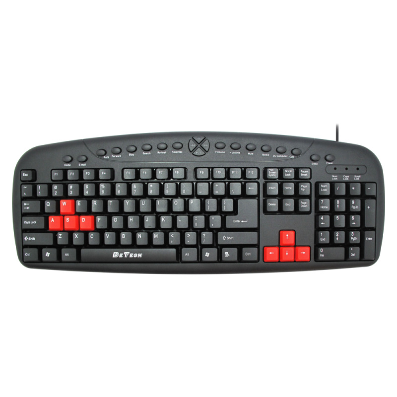 Мултимедийна клавиатура DeTech DE6088, USB, Черен - 6088