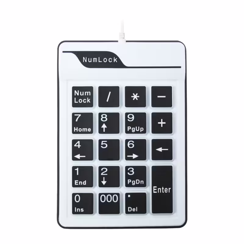 Клавиатура No Brand, NumPad, Силикон, USB, Бял - 6102