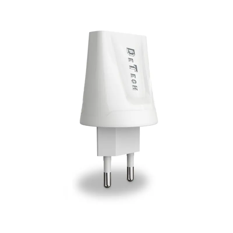 Мрежово зарядно устройство, DeTech, DE-01, 5V/2.1A 220V, 2 x USB, Бял - 14118
