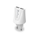 Мрежово зарядно устройство, DeTech, DE-01C, 5V/2.1A, 220V,2 x USB, С Type-C кабел, 1.0m, Бял - 14121