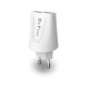 Мрежово зарядно устройство, DeTech, DE-01C, 5V/2.1A, 220V,2 x USB, С Type-C кабел, 1.0m, Бял - 14121